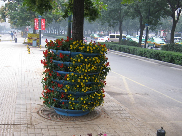 道路装点摆放实景