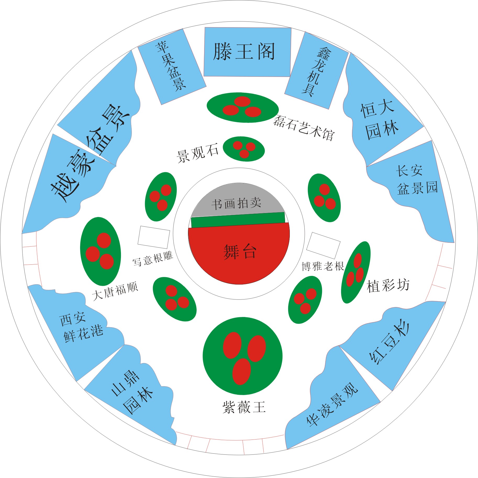 一品长安花卉博览会主展馆展位分布图